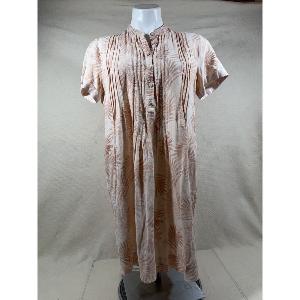 Faherty Dress XS Pink Linen‎ Pintuck Short Sleeve Resort Wear Womens Clothing